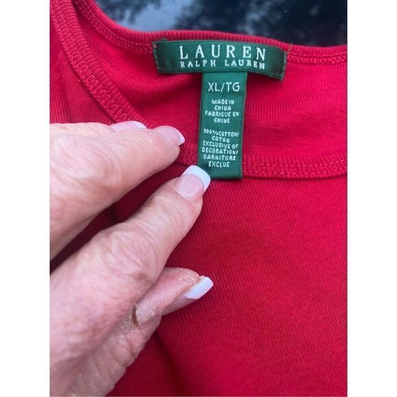 Lauren Ralph Lauren Classic T-Shirt Long Sleeve XL Red Valentine - Picture 7 of 9